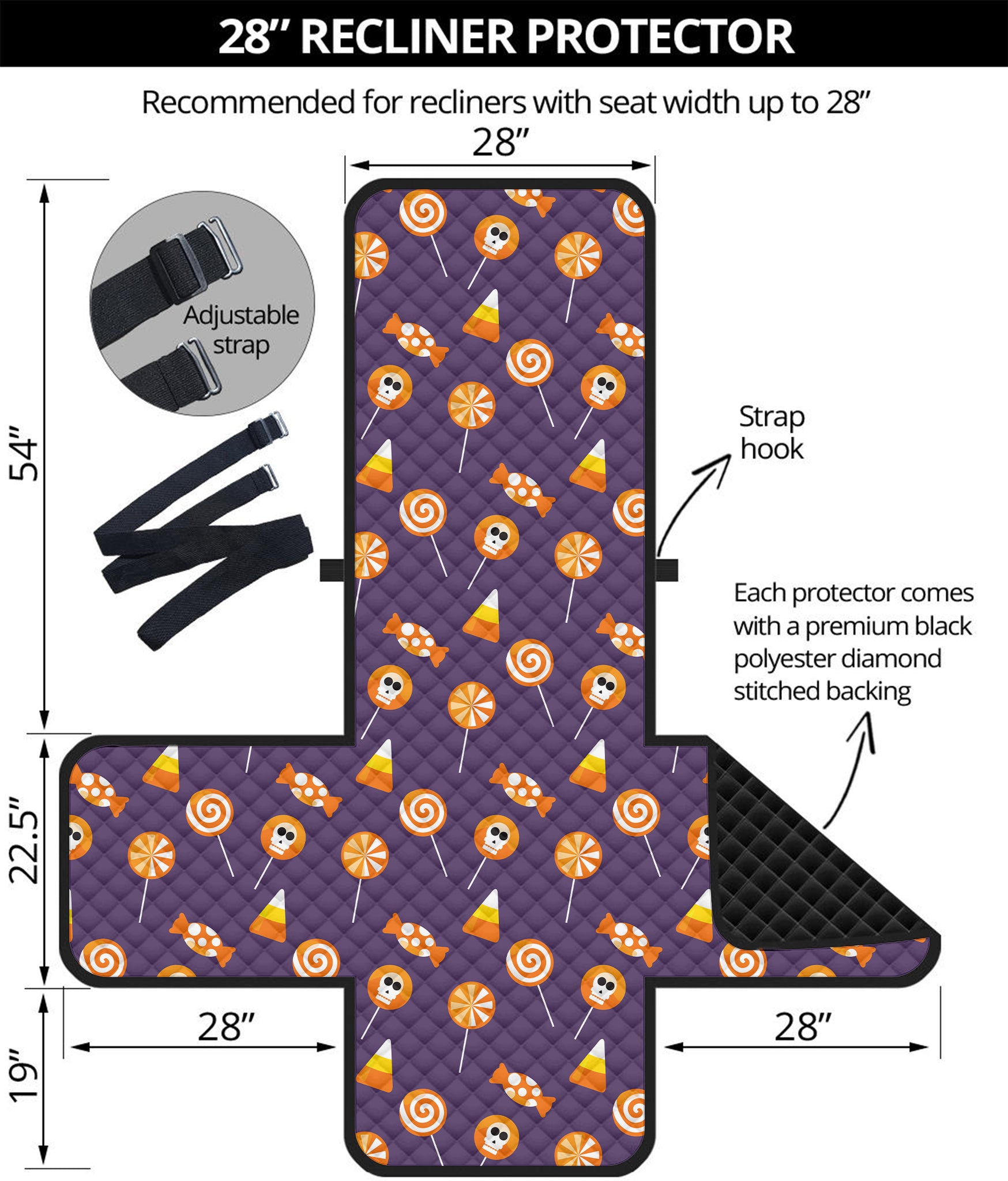 Cute Halloween Candy Pattern Print Recliner Protector