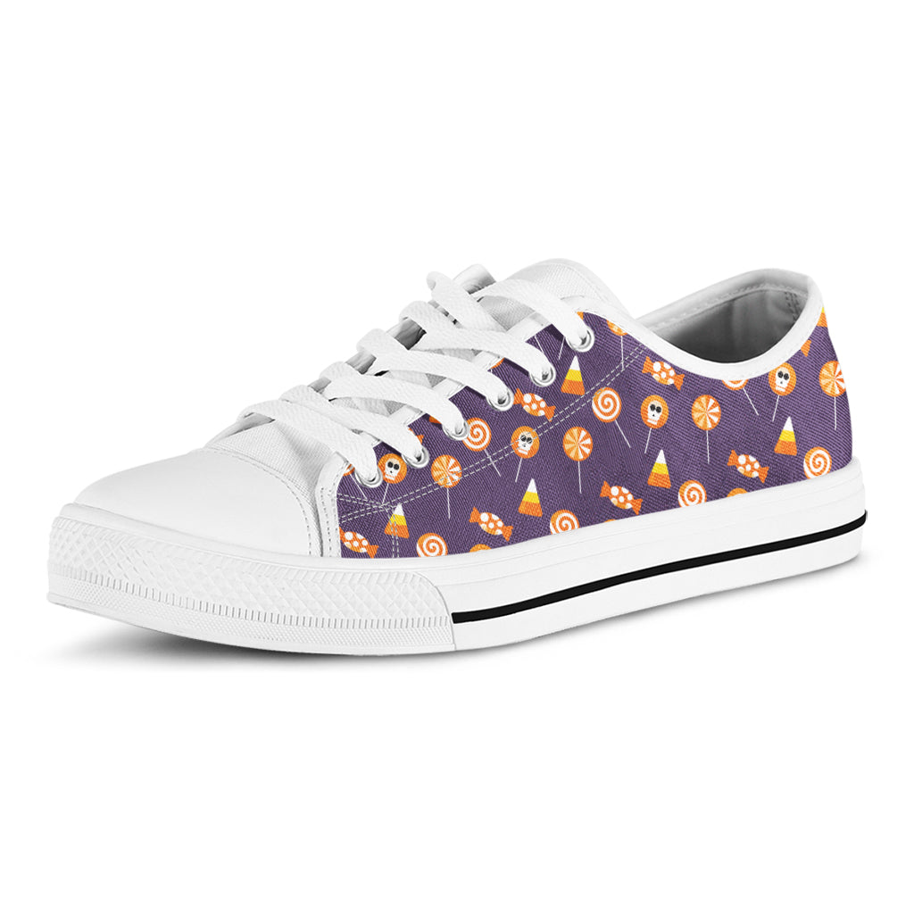 Cute Halloween Candy Pattern Print White Low Top Shoes