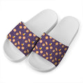 Cute Halloween Candy Pattern Print White Slide Sandals