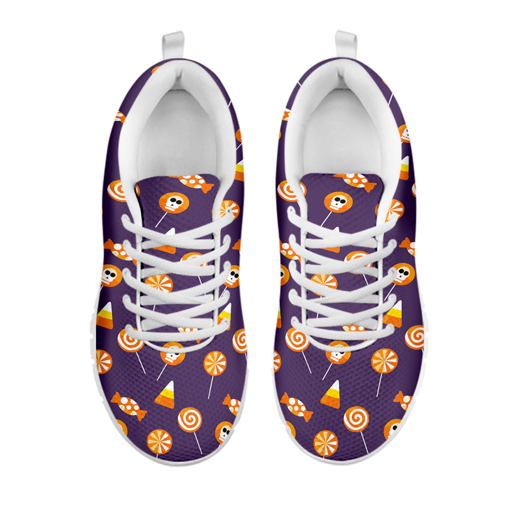 Cute Halloween Candy Pattern Print White Sneakers