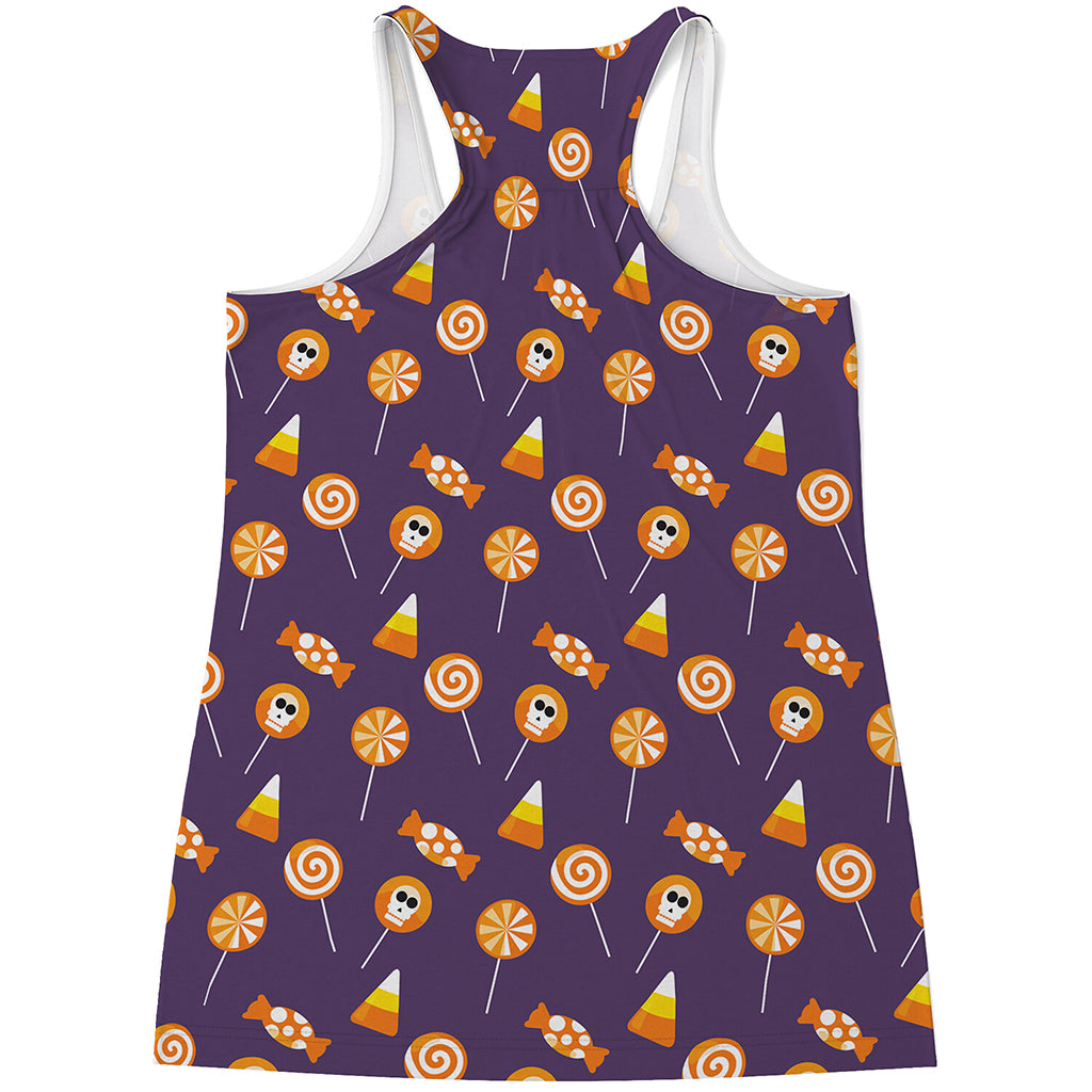 Cute Halloween Candy Pattern Print Women's Racerback Tank Top