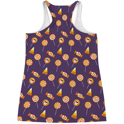 Cute Halloween Candy Pattern Print Women's Racerback Tank Top