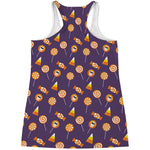 Cute Halloween Candy Pattern Print Women's Racerback Tank Top