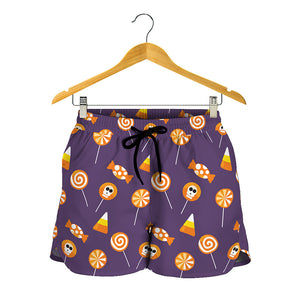 Cute Halloween Candy Pattern Print Women's Shorts