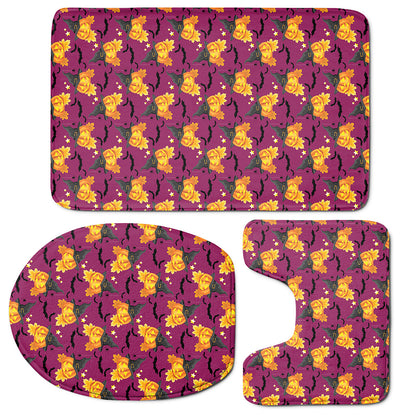 Cute Halloween Pumpkin Witch Print 3 Piece Bath Mat Set