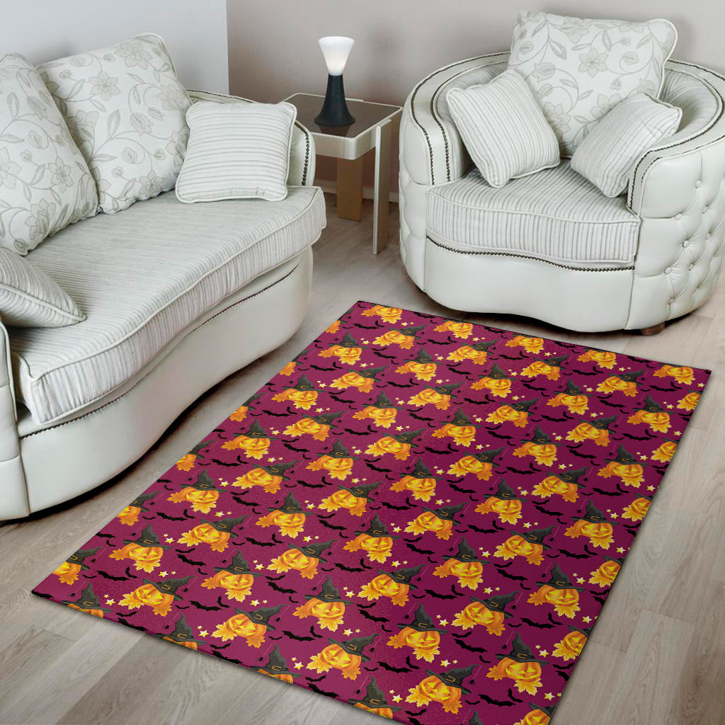 Cute Halloween Pumpkin Witch Print Area Rug