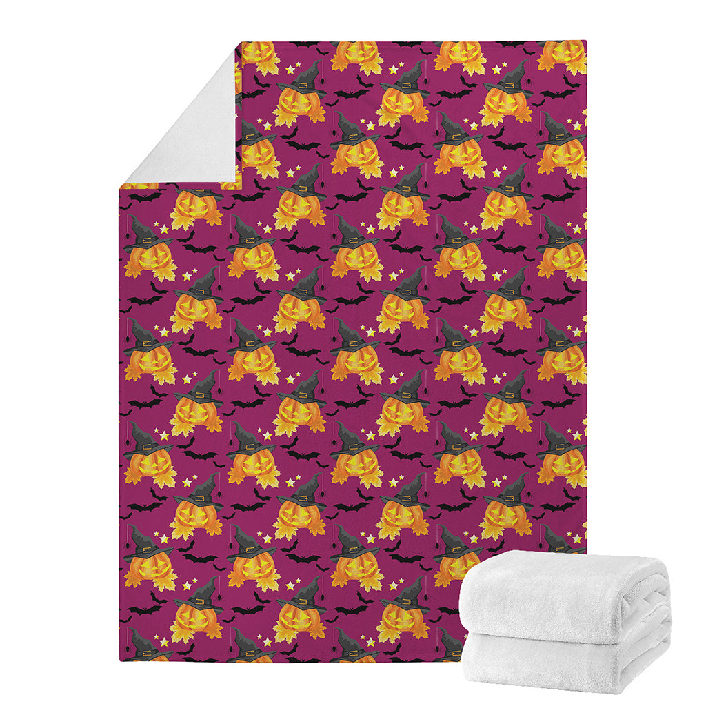 Cute Halloween Pumpkin Witch Print Blanket