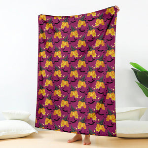 Cute Halloween Pumpkin Witch Print Blanket