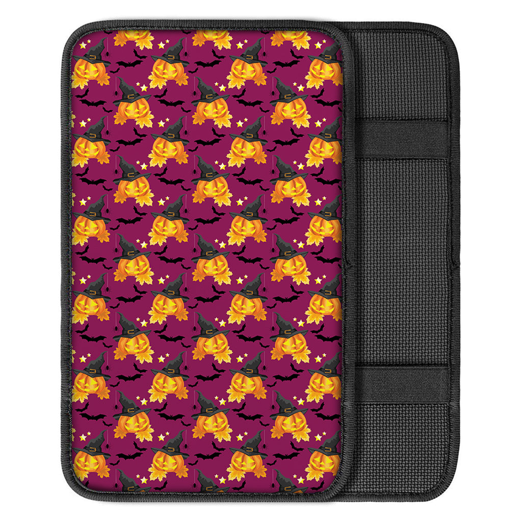 Cute Halloween Pumpkin Witch Print Car Center Console Cover