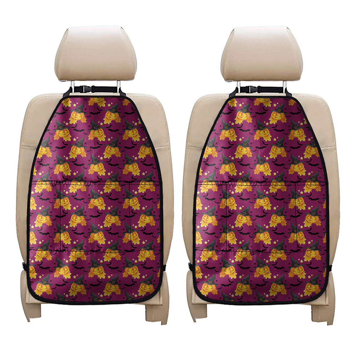 Cute Halloween Pumpkin Witch Print Car Seat Organizers