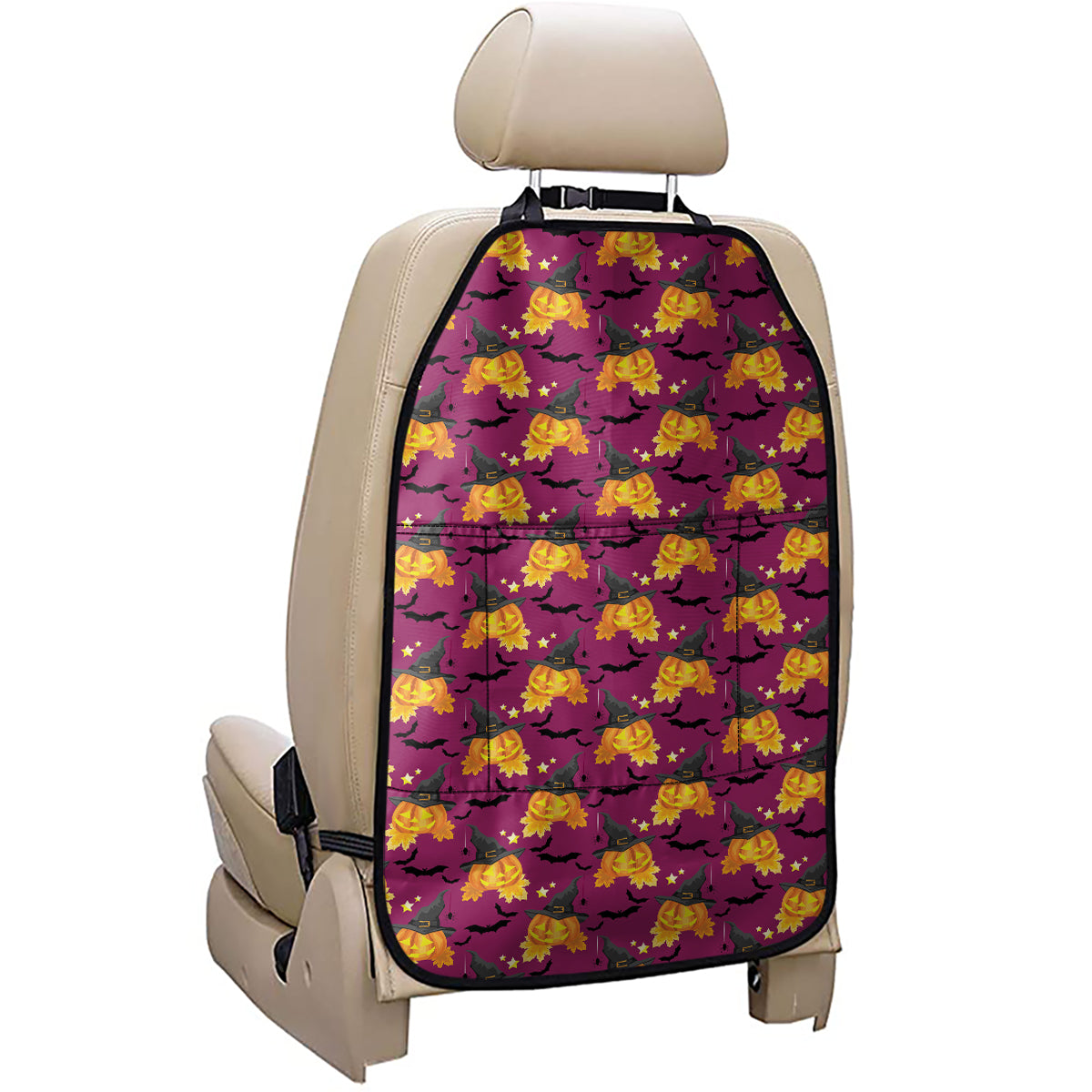 Cute Halloween Pumpkin Witch Print Car Seat Organizers