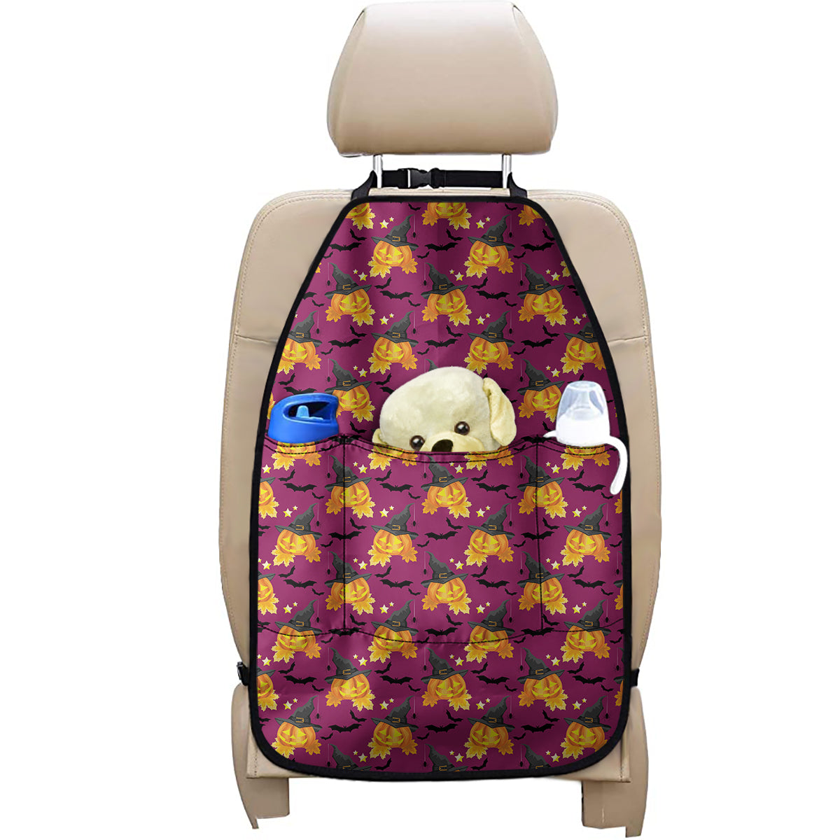 Cute Halloween Pumpkin Witch Print Car Seat Organizers