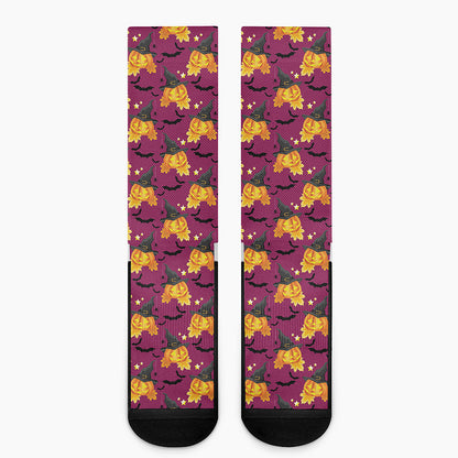 Cute Halloween Pumpkin Witch Print Crew Socks