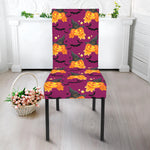 Cute Halloween Pumpkin Witch Print Dining Chair Slipcover