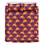Cute Halloween Pumpkin Witch Print Duvet Cover Bedding Set