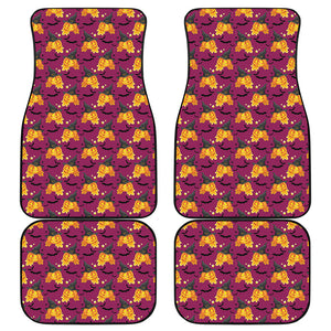 Cute Halloween Pumpkin Witch Print Front and Back Car Floor Mats