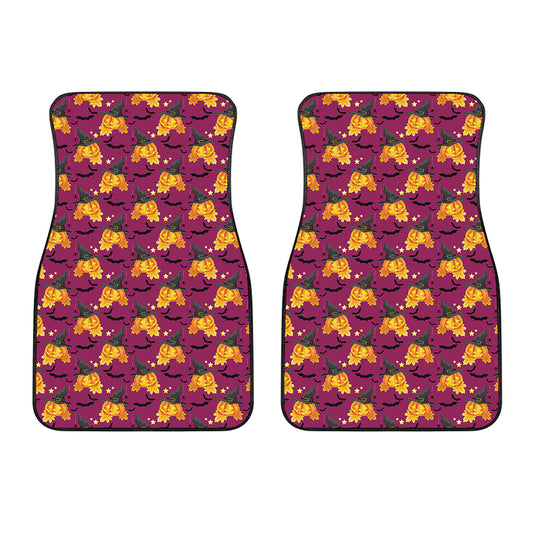 Cute Halloween Pumpkin Witch Print Front Car Floor Mats
