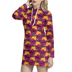 Cute Halloween Pumpkin Witch Print Hoodie Dress