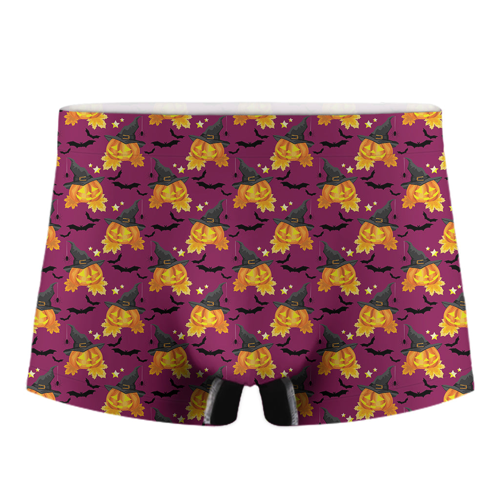 Cute Halloween Pumpkin Witch Print Men's Boxer Briefs