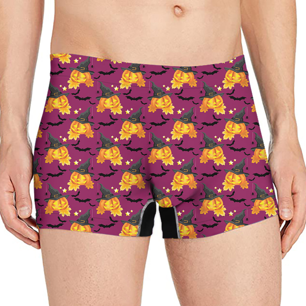 Cute Halloween Pumpkin Witch Print Men's Boxer Briefs