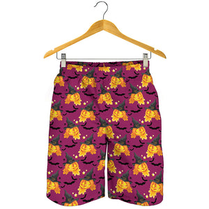 Cute Halloween Pumpkin Witch Print Men's Shorts