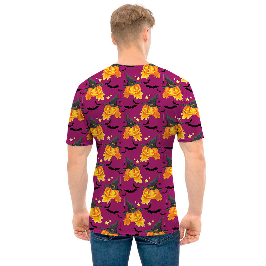 Cute Halloween Pumpkin Witch Print Men's T-Shirt