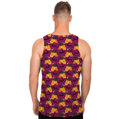 Cute Halloween Pumpkin Witch Print Men's Tank Top