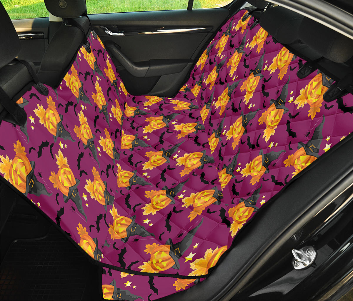 Cute Halloween Pumpkin Witch Print Pet Car Back Seat Cover