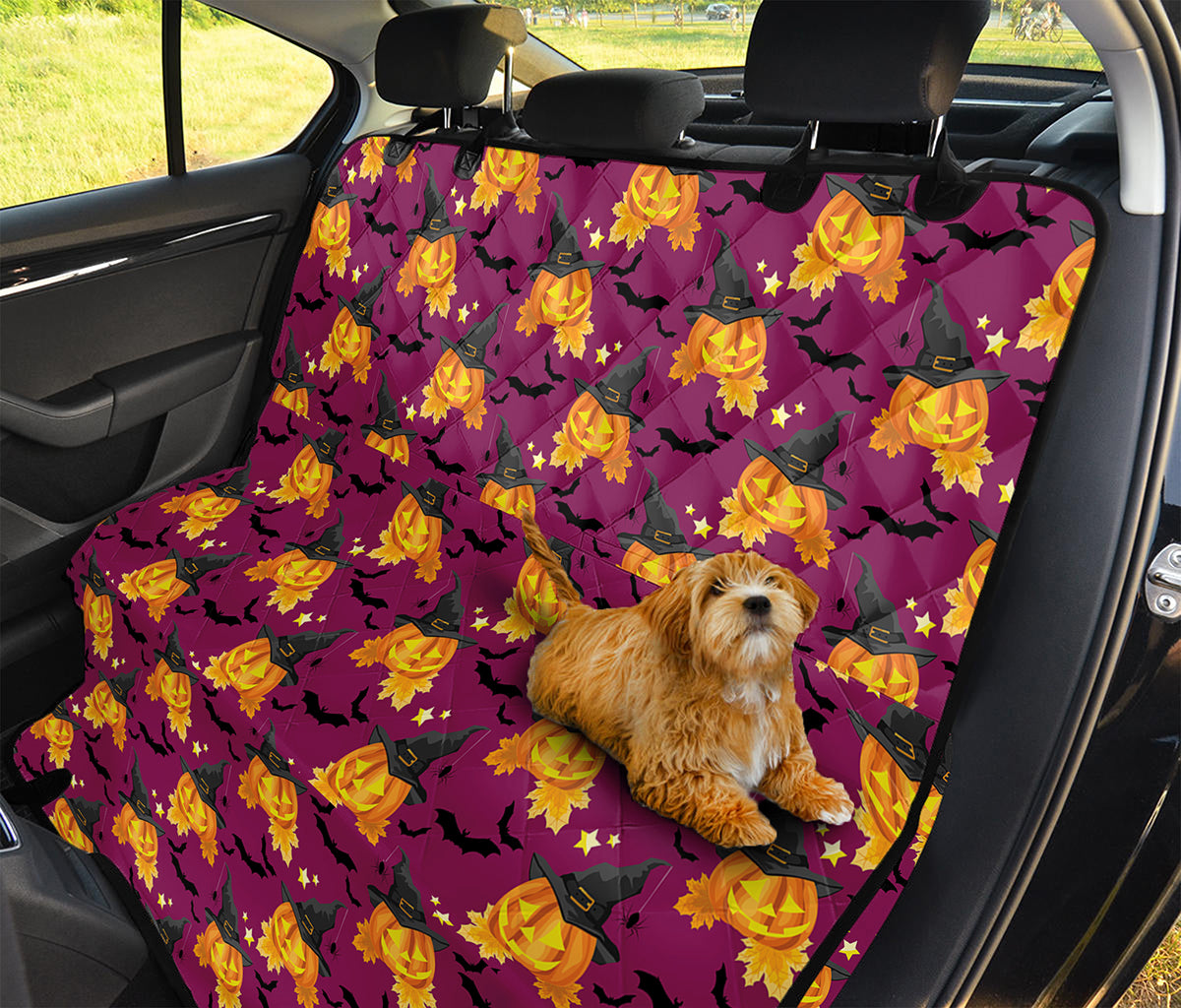 Cute Halloween Pumpkin Witch Print Pet Car Back Seat Cover