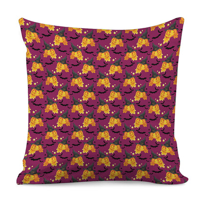 Cute Halloween Pumpkin Witch Print Pillow Cover