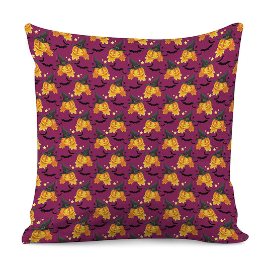 Cute Halloween Pumpkin Witch Print Pillow Cover
