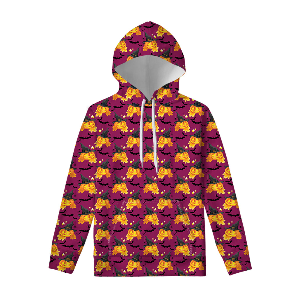 Cute Halloween Pumpkin Witch Print Pullover Hoodie