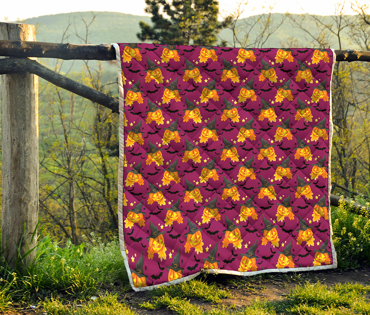 Cute Halloween Pumpkin Witch Print Quilt