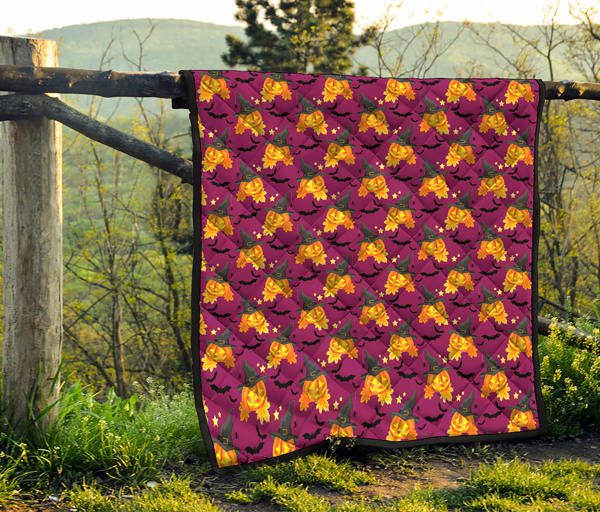 Cute Halloween Pumpkin Witch Print Quilt