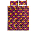 Cute Halloween Pumpkin Witch Print Quilt Bed Set