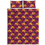 Cute Halloween Pumpkin Witch Print Quilt Bed Set