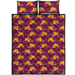 Cute Halloween Pumpkin Witch Print Quilt Bed Set