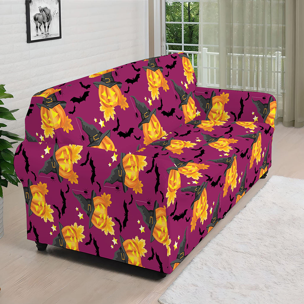 Cute Halloween Pumpkin Witch Print Sofa Cover