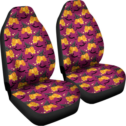 Cute Halloween Pumpkin Witch Print Universal Fit Car Seat Covers