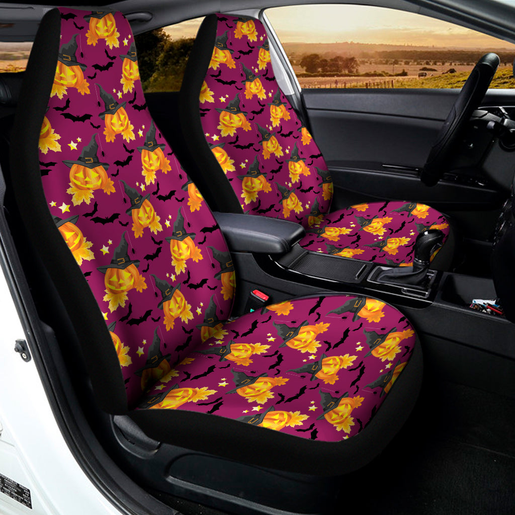 Cute Halloween Pumpkin Witch Print Universal Fit Car Seat Covers