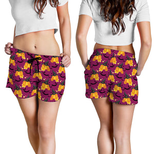 Cute Halloween Pumpkin Witch Print Women's Shorts