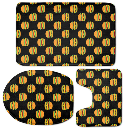 Cute Hamburger Pattern Print 3 Piece Bath Mat Set
