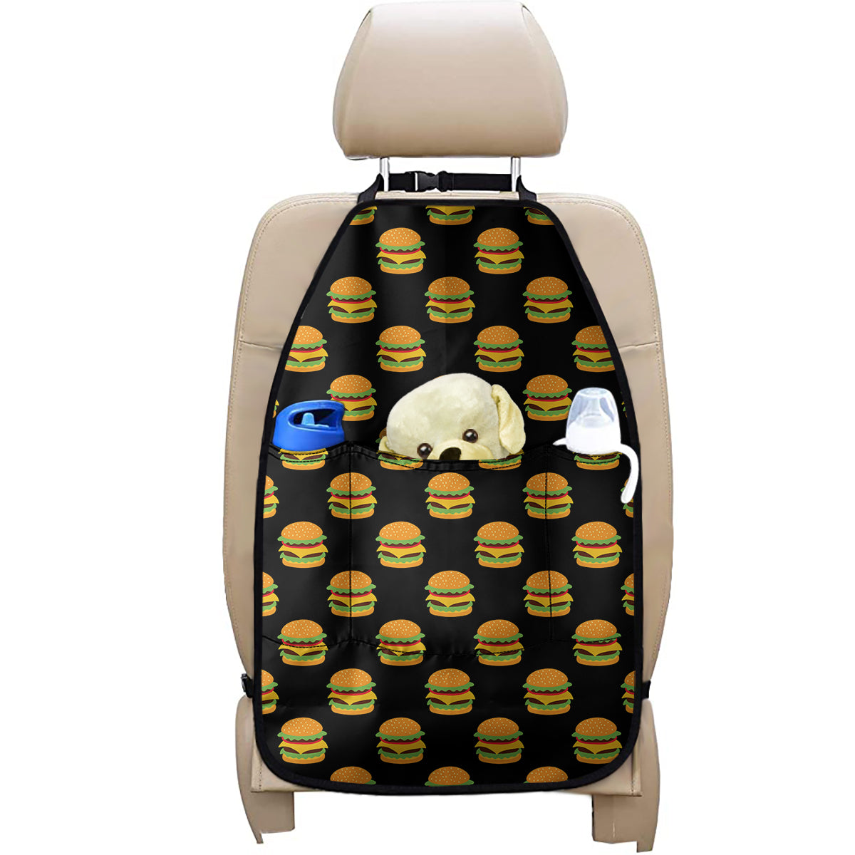 Cute Hamburger Pattern Print Car Seat Organizers
