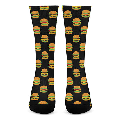 Cute Hamburger Pattern Print Crew Socks
