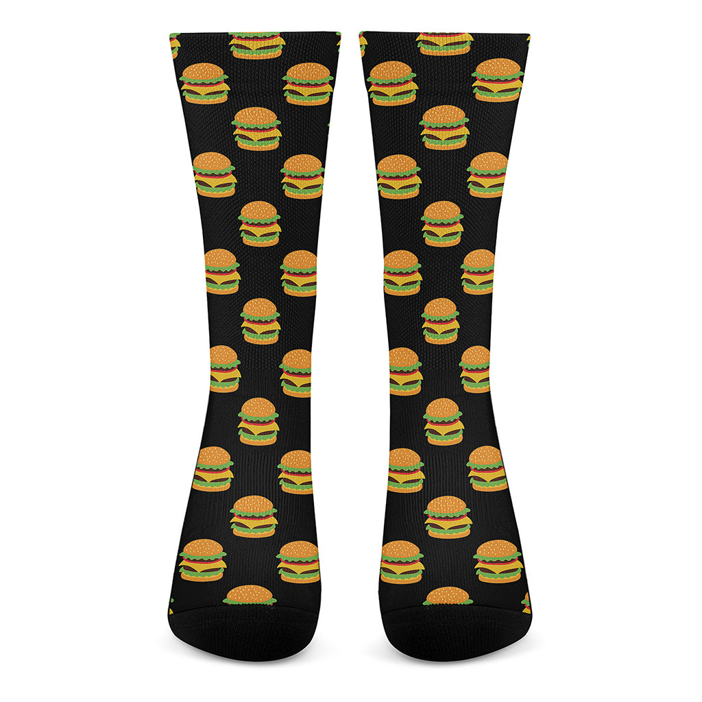 Cute Hamburger Pattern Print Crew Socks