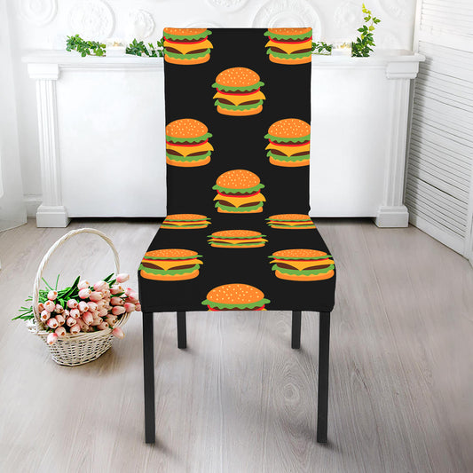 Cute Hamburger Pattern Print Dining Chair Slipcover