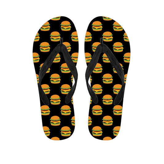 Cute Hamburger Pattern Print Flip Flops