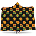 Cute Hamburger Pattern Print Hooded Blanket