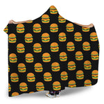 Cute Hamburger Pattern Print Hooded Blanket