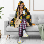 Cute Hamburger Pattern Print Hooded Blanket